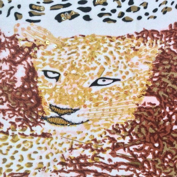 Frank Lyman Design Leopard Graphic Print Long Sleeved T-Shirt M - Picture 6 of 6